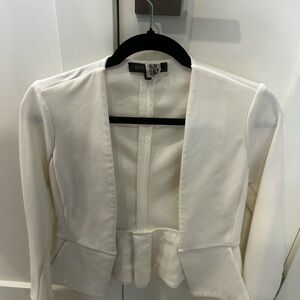 Dynamite White Open-Front Peplum Blazer